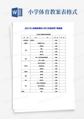 2022年新人教版新课标小学三年级体育下册(全册)(精品)教案(表格式)