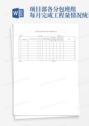 项目部各分包班组每月完成工程量情况统计表