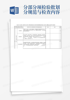 分部分项检验批划分规范与检查内容