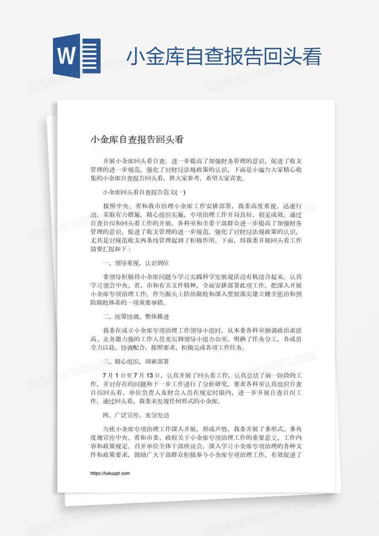 小金库自查报告回头看