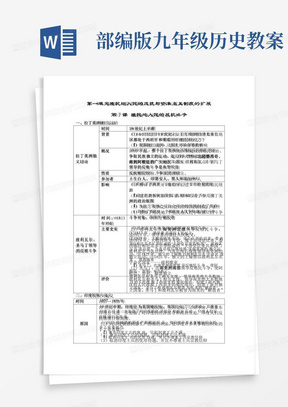 统编部编版九年级下册历史全册教案