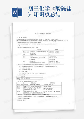 初三化学《酸碱盐》知识点总结