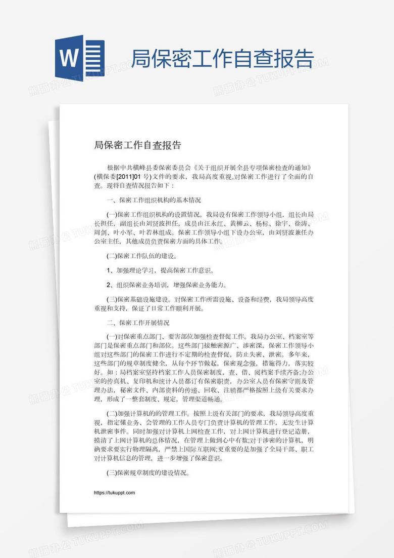 局保密工作自查报告