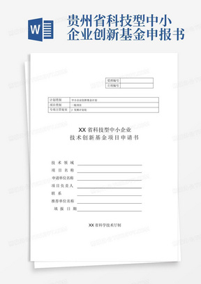 贵州省科技型中小企业创新基金申报书