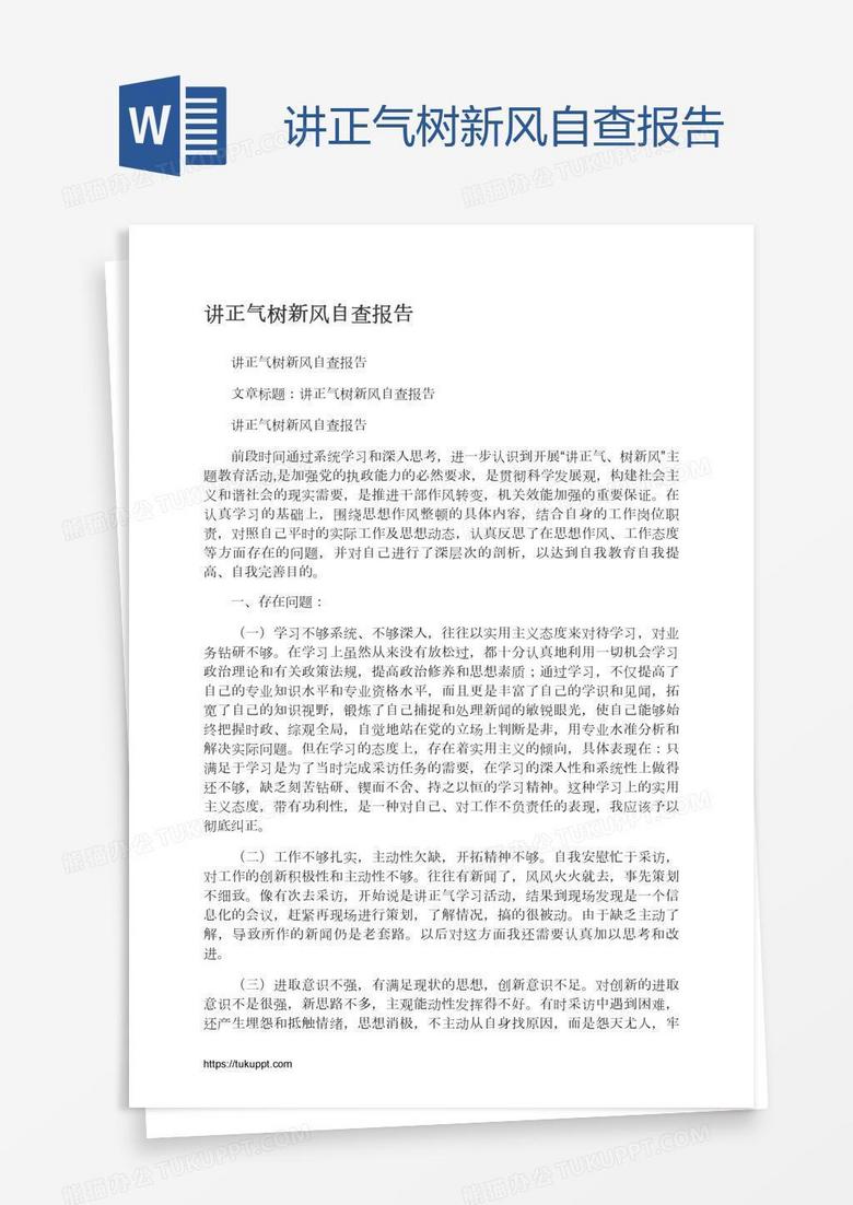 讲正气树新风自查报告