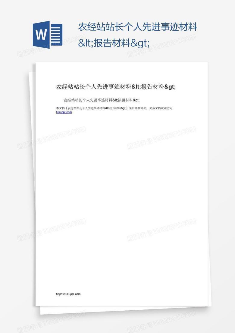 农经站站长个人先进事迹材料&lt;报告材料&gt;