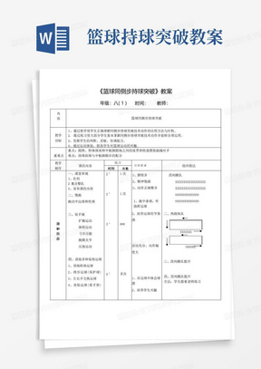 《篮球同侧步持球突破》教案-2021-2022学年体育与健康八年级全一册-人教版