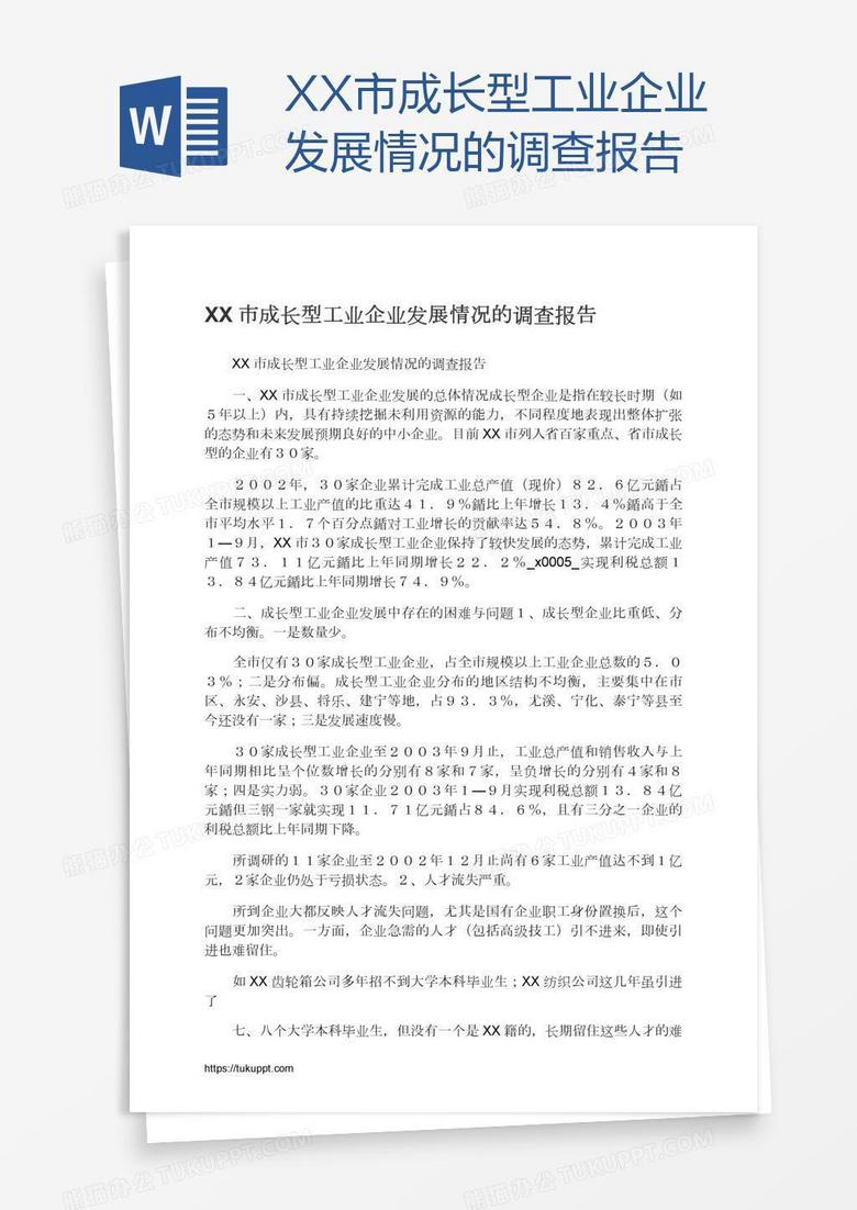 XX市成长型工业企业发展情况的调查报告