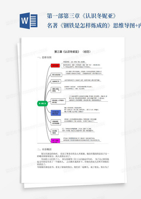 第一部第三章《认识冬妮亚》-名著《钢铁是怎样炼成的》思维导图+内容