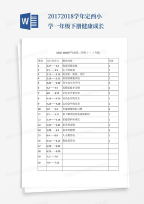 2017-2018学年定西小学一年级下册健康成长