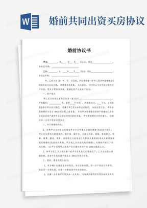 婚前协议书(共同出资购房)律师拟定版本5篇