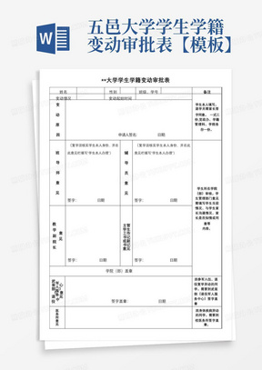 五邑大学学生学籍变动审批表【模板】