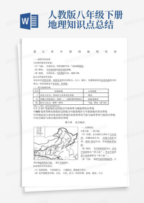 人教版八年级下册地理知识点总结