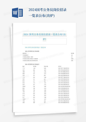 2024国考公务员岗位招录一览表公布(出炉)