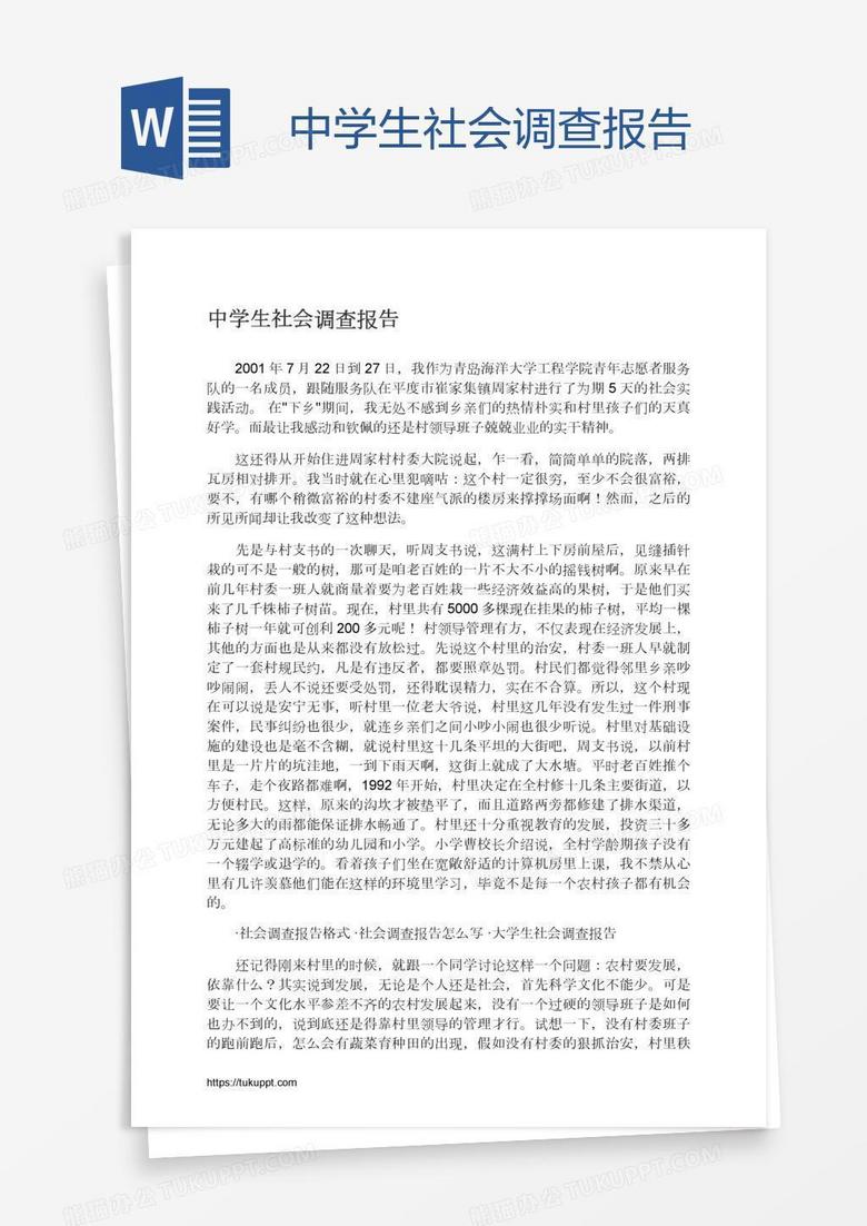 中学生社会调查报告