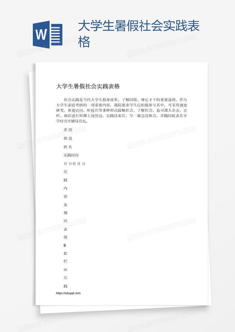 大学生暑假社会实践表格