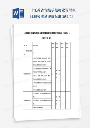《江苏省省级示范物业管理项目服务质量评价标准(试行)》
