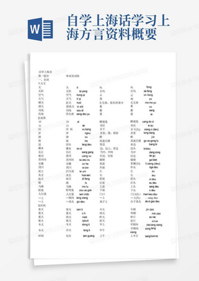 自学上海话学习上海方言资料免费下载概要