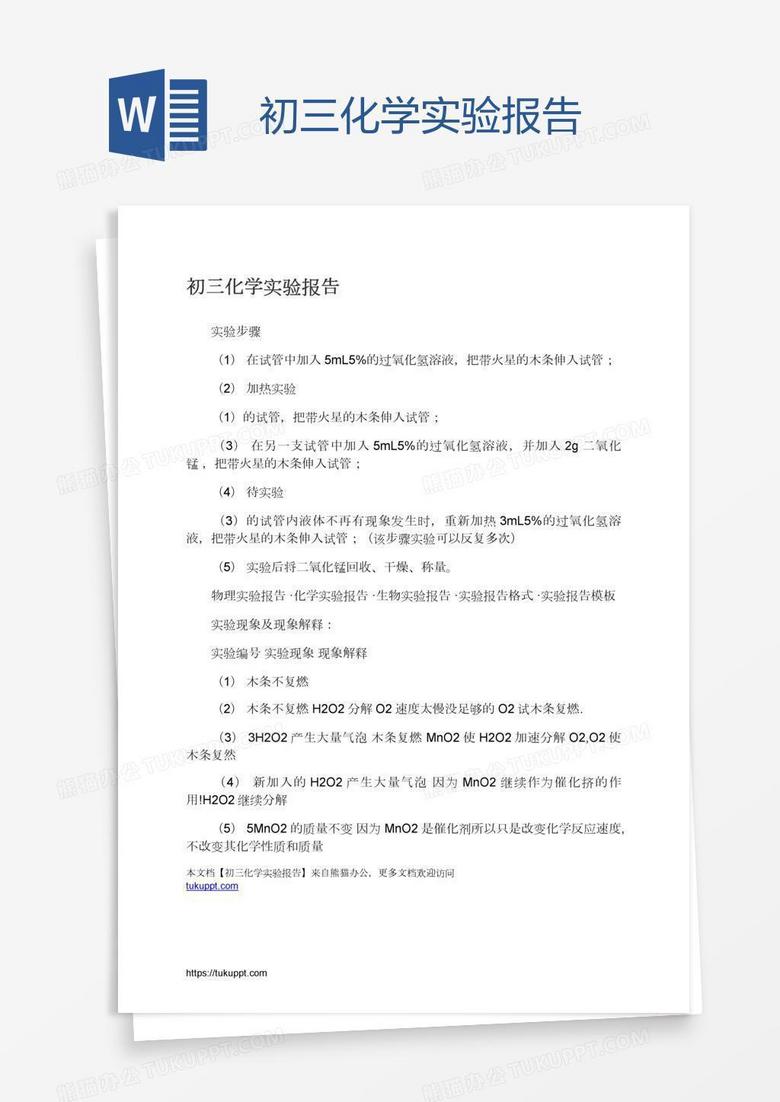 初三化学实验报告