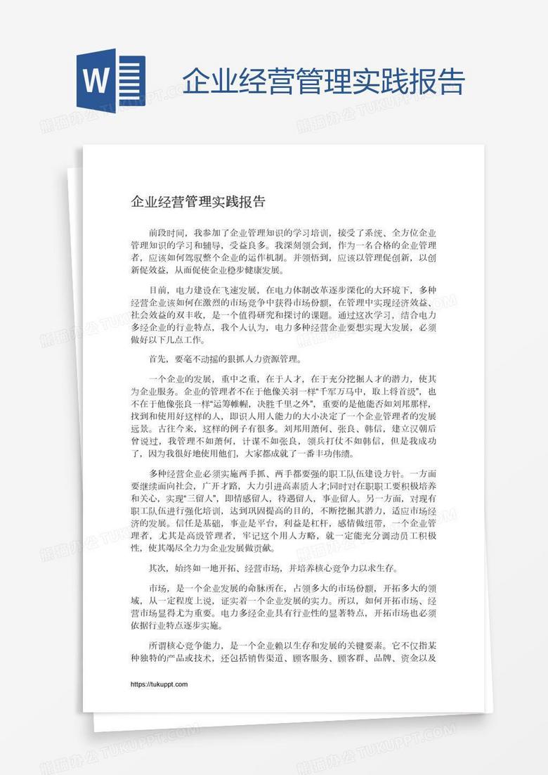 企业经营管理实践报告