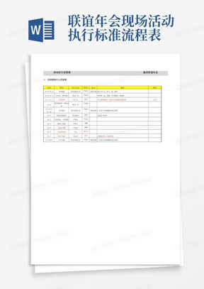 联谊年会现场活动执行标准流程表