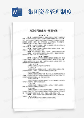 集团公司资金集中管理办法