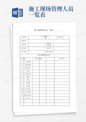 施工现场管理人员一览表