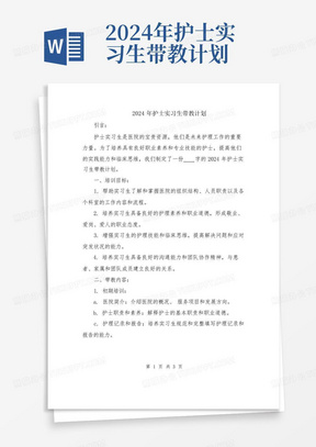 2024年护士实习生带教计划