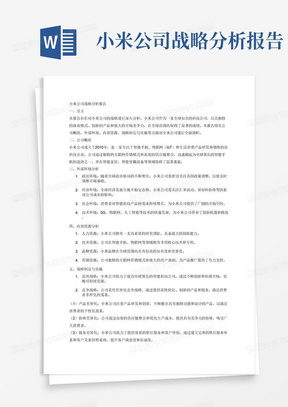 小米公司战略分析报告-