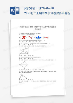 武汉市青山区2020—2021年初二上期中数学试卷含答案解析
