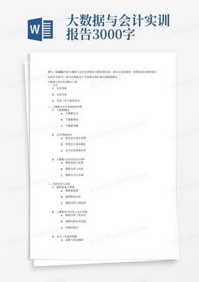 大数据与会计实训报告3000字