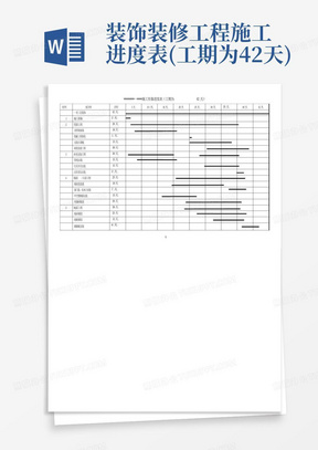 装饰装修工程施工进度表(工期为42天)