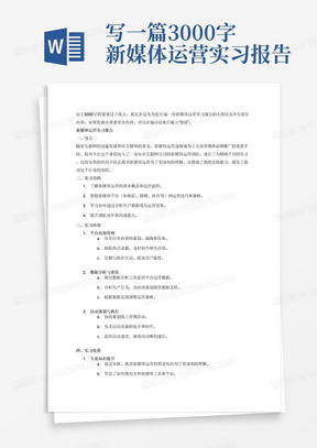 写一篇3000字新媒体运营实习报告