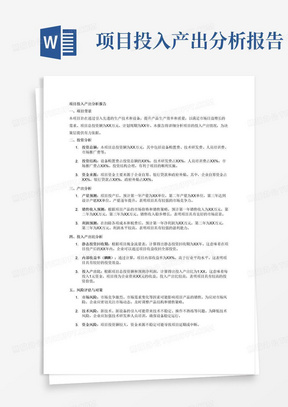 项目投入产出分析报告