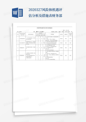 2020.3.27风险和机遇评估分析及措施表-财务部