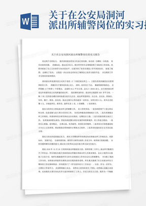 关于在公安局洞河派出所辅警岗位的实习报告