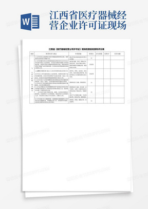 江西省医疗器械经营企业许可证现场检查验收重点标准评分表