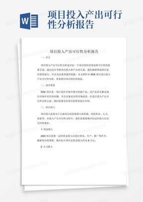 项目投入产出可行性分析报告