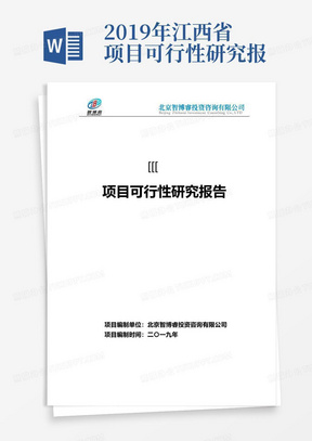 2019年江西省项目可行性研究报告
