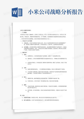 小米公司战略分析报告