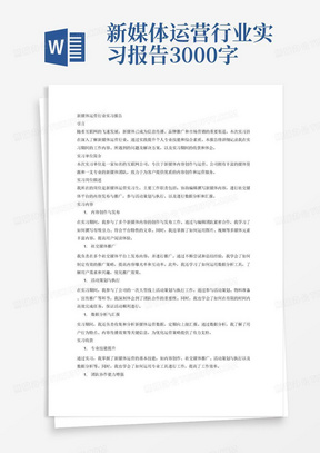 新媒体运营行业实习报告3000字