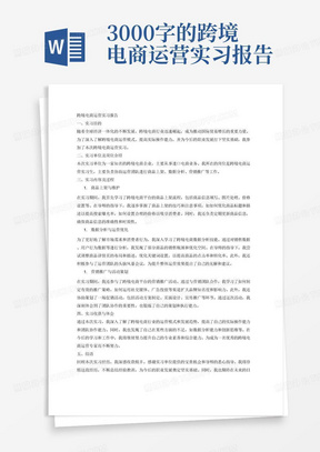 3000字的跨境电商运营实习报告