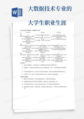 大数据技术专业的
大学生职业生涯规划表excel模板