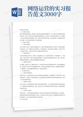 网络运营的实习报告范文3000字