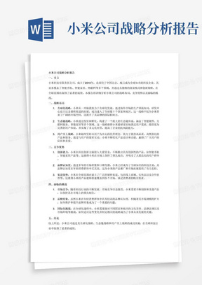 小米公司战略分析报告