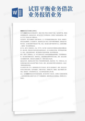 试算平衡业务借款业务报销业务VBSE财务综合实训报告心得体会