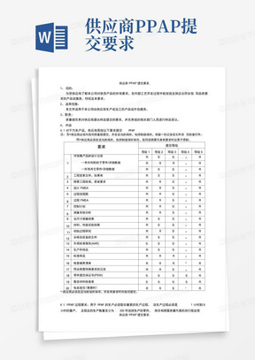 供应商PPAP提交要求