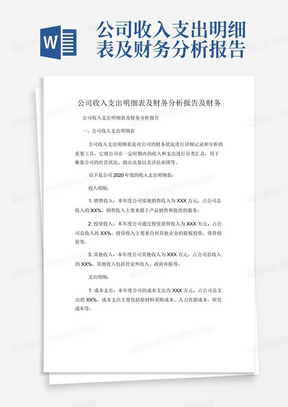 公司收入支出明细表及财务分析报告及财务