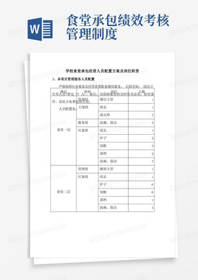 学校食堂承包经营人员配置方案及岗位职责