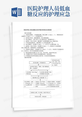 医院护理人员低血糖反应的护理应急预案及处理流程